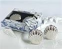 Seaside Shells Salt/ Pepper Shakers in Seaside Toile Gift Box