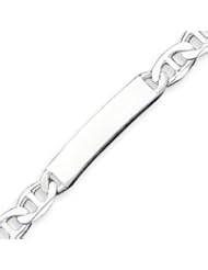 Sterling Silver 8 Inch Polished Engraveable Anchor Link ID Bracelet - 8 Inch