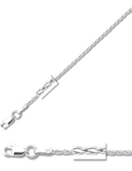 10" 14K White Gold 1.5mm (0.06") Polished Diamond Cut Round Wheat Chain w/ Lobster Clasp