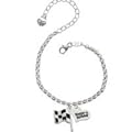 Checkered Race Flag Happy Birthday Heart Charm Bracelet