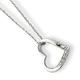 Sterling Silver Heart With Diamond Necklace - 18 Inch