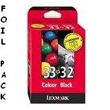 Electronics : Genuine Original Lemxark No32 No33 black & colout ink inkjet printer print cartridge (click for list of supported printers) from bulk packs.