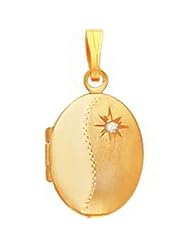 Gold Plated 0.01 ct Diamond Oval Locket 18"