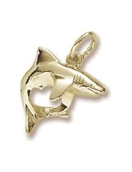 Rembrandt Charms, Shark Charm in Solid Sterling Silver or Gold