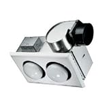 Broan-NuTone 9427P Double 250W Bulb Heat with 70 CFM, 3.5 Sones Exhaust Fan Type IC, UL listed for 6