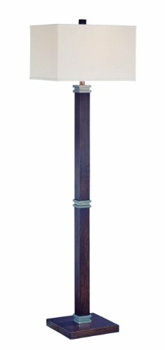 Floor Lamp with Metal Frame - Dark Walnut Wood Finish
