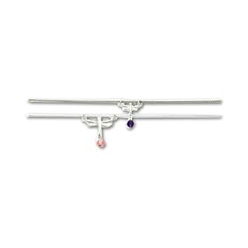 Sterling Silver Amethyst Cherry Quartz Double Dragonfly Anklet - 9 inch by Amethyst Anklets