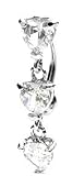 Belly Button Rings Triple Heart Reverse Navel