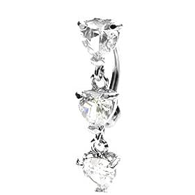 Belly Button Rings Triple Heart Reverse Navel
