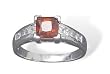 Rhodium Plated Red Cz Ring With Clear Czs Sterling Silver Size Available 6,7,8,9