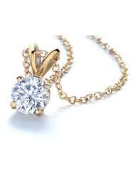 0.70t Round Cut Diamond Solitaire Pendant in 14kt Yellow Gold