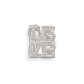 LOVE Square Story Bead Slide-on Charm Sterling Silver