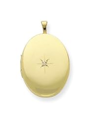 Genuine IceCarats Designer Jewelry Gift Gold Plated Sterling Silver & Diamond 20Mm D/C Oval Locket