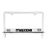 Chrome MAZDA License Plate Frame with 2 Bolt Screws and 2 Bolt Screw Covers by Hercules Car