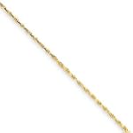 14k 1mm Rope Chain Anklet - 9 Inch - Lobster Claw - JewelryWeb