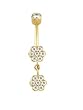 14 karat Yellow Gold Double Flower Belly Button Ring Nickel Free