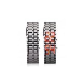 Red Led Digital Lava Iron Style Metal Sports Watch