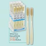 Toothbrush White Horn Natural Bristle Medium