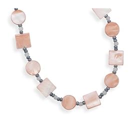 Pink Shell, Rose Quartz and Hematite Necklace by West Coast Jewelry