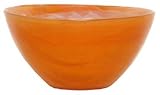 Colorful Recycled Art Glass Medium Orange Salad Bowl 48oz Set / 2