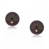14KT Gold Stud Earrings - Chocolate Dyed Akoya Pearls