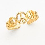 14k Yellow Gold Peace Sign Toe Ring