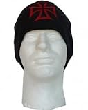 Outer Rebel Fashion Beanie- Black with Red & Black Iron Cross