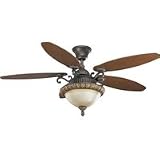 Barcelona Ceiling Fan - Old Iron Crackle with Waxed Cherry blades