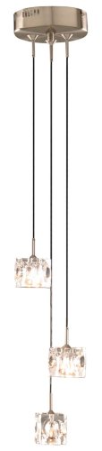 Ice Cube 3 Light Pendant With Concave Ice Glass 3X20 Watt Halogen Lamps