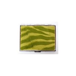 Outer Rebel Fashion Flasks and Smoking Accessories- Green Faux Zebra Fur Stainless Steel Cigarette...