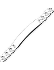 Sterling Silver 8 Inch Polished Engraveable Curb Link ID Bracelet - 8 Inch