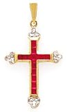 14k Gold, Diamond & Ruby Cross Pendant (0.86ctw)