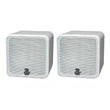 Pyle Home PCB4WT 4-Inch 200-Watt Mini Cube Bookshelf Speaker (White) (Pair)