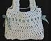 White Crocheted Plastic Purse - Handmade with Two Bows