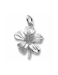 Rembrandt Charms, Hibiscus Charm in Solid Sterling Silver or Gold
