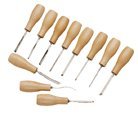 11 PIECE WOOD CARVING SET- HARBOUR FREIGHT TOOLS - 2 STRAIGHT GOUGE:3/16,1/4-3 STRAIGHT CHISEL: 1/8,3/16,1/4 - 2 V-GROOVE:3/16,1/4 - 2 BENT GROOVE:3/32,1/4 - 2 SKEW:3/16,1/4