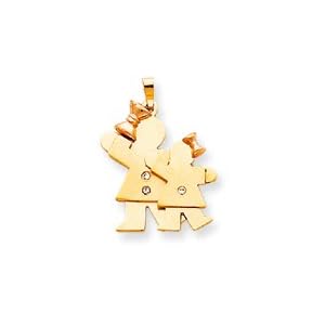 Big Girl Small Girl Charm, Yellow/Pink Gold