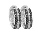 14Kt Two Tone Gold Round Diamond Channel Set Hoops (.74 ct. tw.)