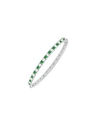 Emerald and Diamond Eternity Bangle 14K White Gold - 2.00 CT TGW