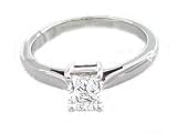 Certified 0.28 Carat I I2 Emerald Cut Diamond Engagement Solitaire Ring in 18ct Solid White Gold