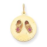 14k Medium Solid Engraveable Baby Shoes on Disc Charm