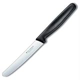 R H. Forschner by Victorinox 4-1/2-Inch Round Tip, Wavy Edge Knife, Black Poly Handle