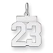 Sterling Silver Small Polished Number 23
