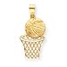 14k Solid Diamond-Cut Basketball and Net Charm