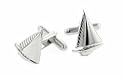 Silver plated highly polished yacht or sailboat cufflinks with presentation box. Made in the USA