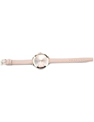 Ladies Geneva Boyfriend Style Round Face with Leather Band Watch Peach