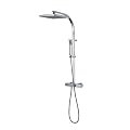 Schulte DuschMaster Rain D9635 Aufputz Brauseset mit Teleskopstange, Kopfbrause, Thermostatarmatur