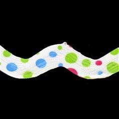 Jumbo Crazy Dotted Ric Rac Ribbon - Blue/lime/pink Dots - 2 Yards