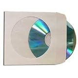 CD DVD White Paper Sleeves with Clear Window 100 Pack