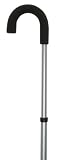 PCP Aluminum Adjustable Cane with Medium Crook Handle, Silver Frost
